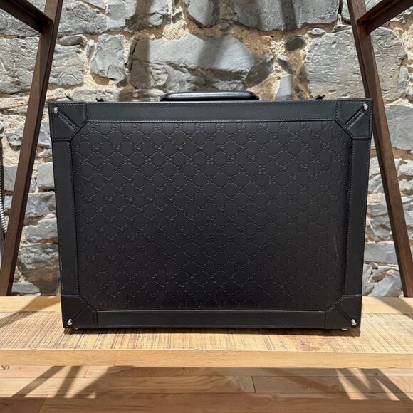 Gucci Black Leather Guccissima GG Embossed Trunk Suitcase - Picture 2 of 16